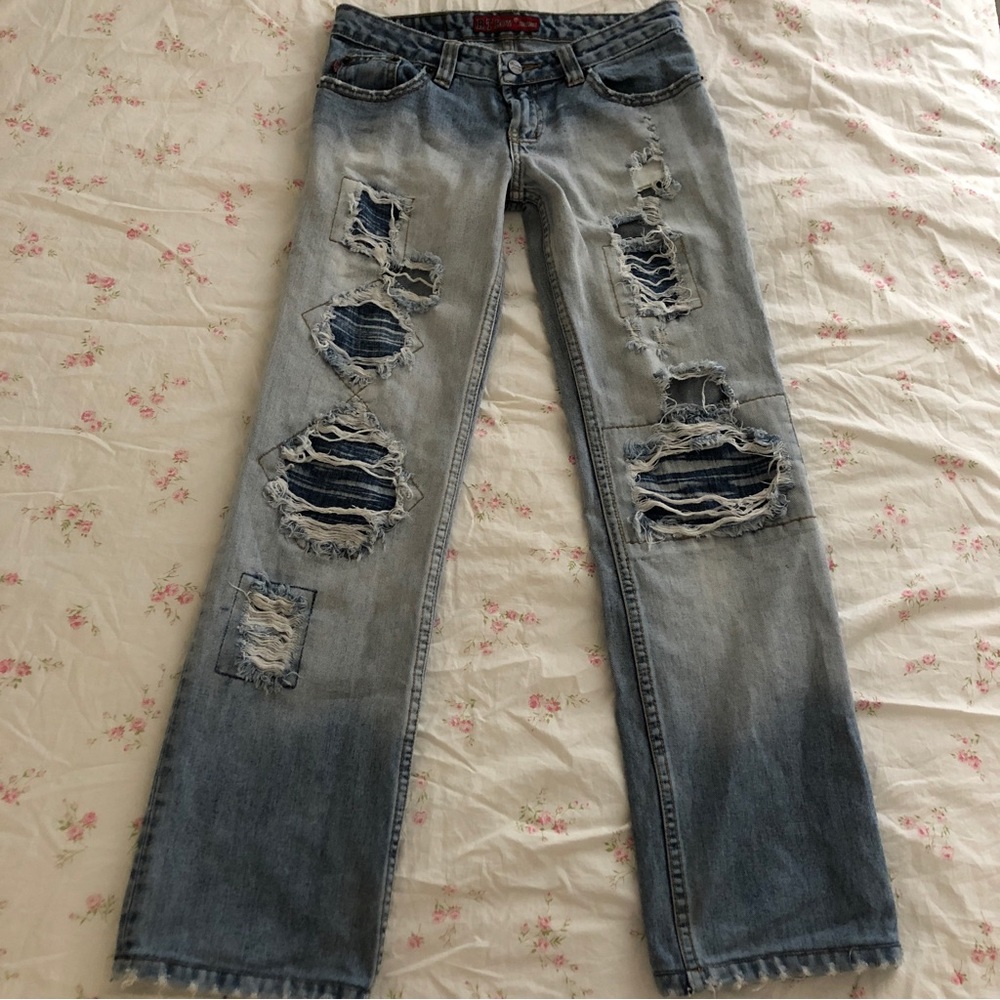 y2k low rise bootcut distressed jeans by B.T boy